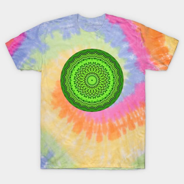 Round Green Heart Chakra Mandala T-Shirt by KaSaPo